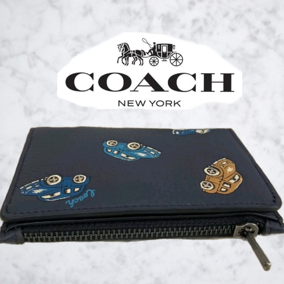 Coach Slim Bifold Card Wallet With Car Print - Picture 3 of 5